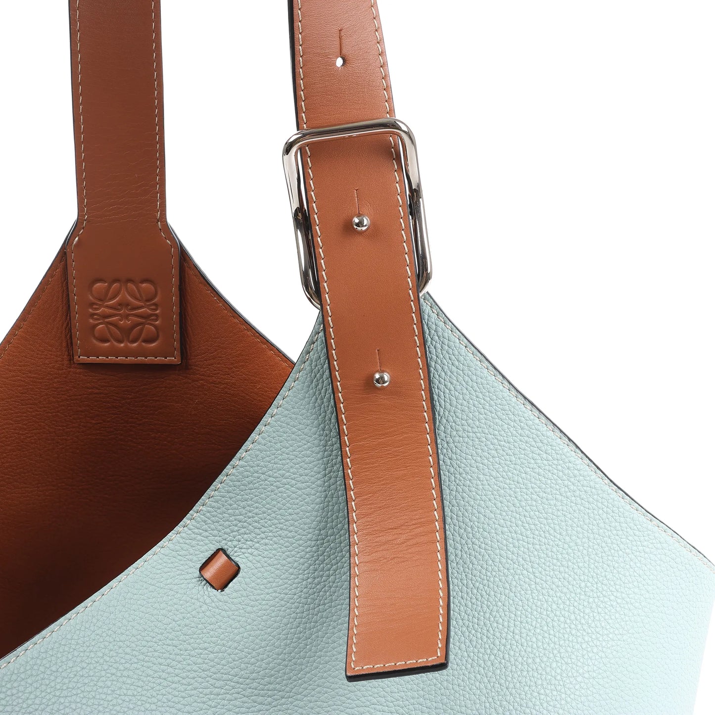LOEWE Balloon Leather Shoulder Bag in Blue x Brown