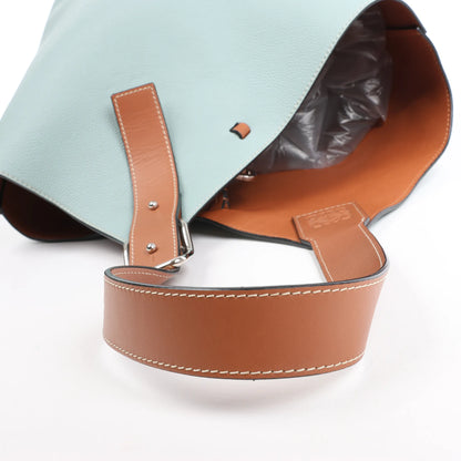 LOEWE Balloon Leather Shoulder Bag in Blue x Brown