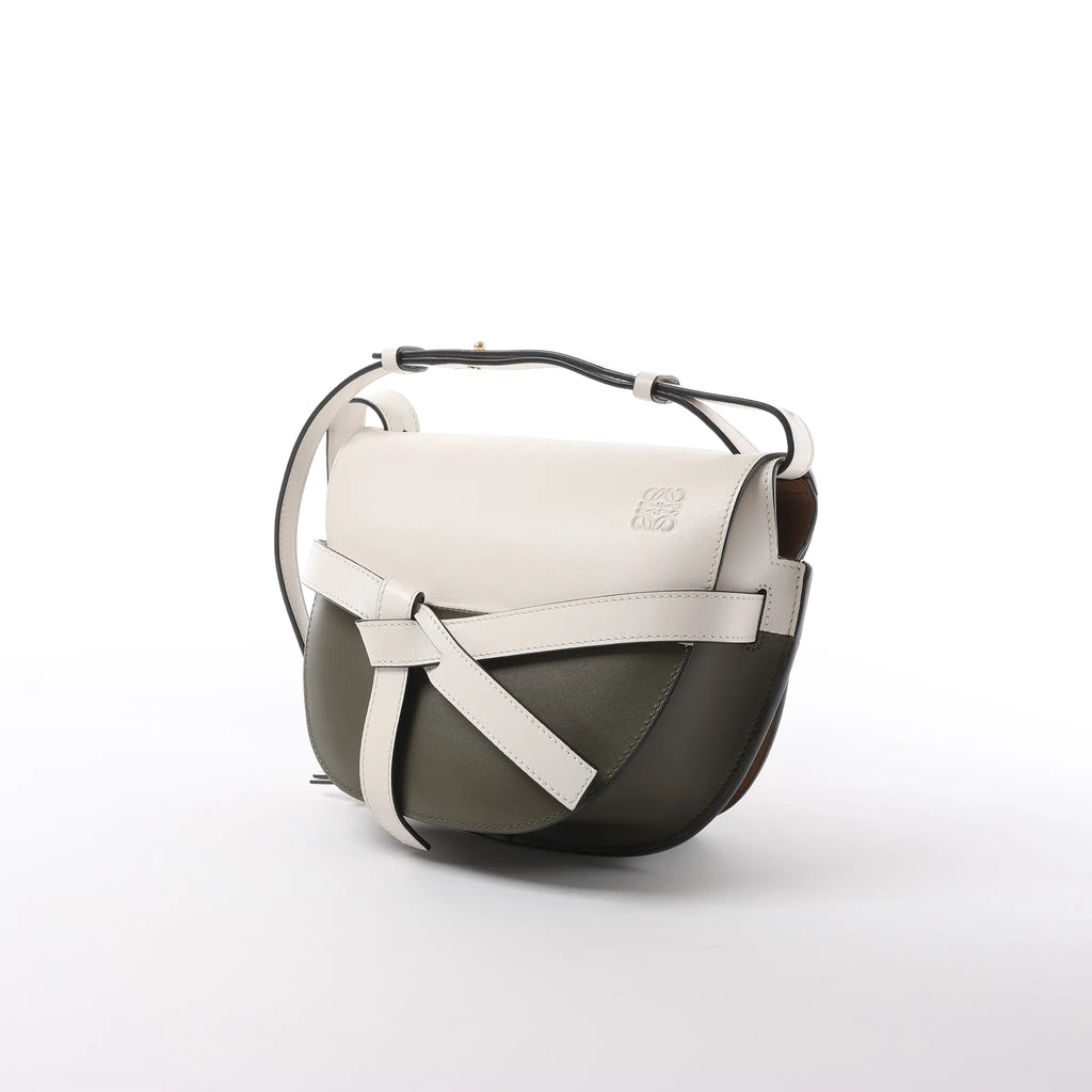LOEWE Gate Small Crossbody Bag in White x Green