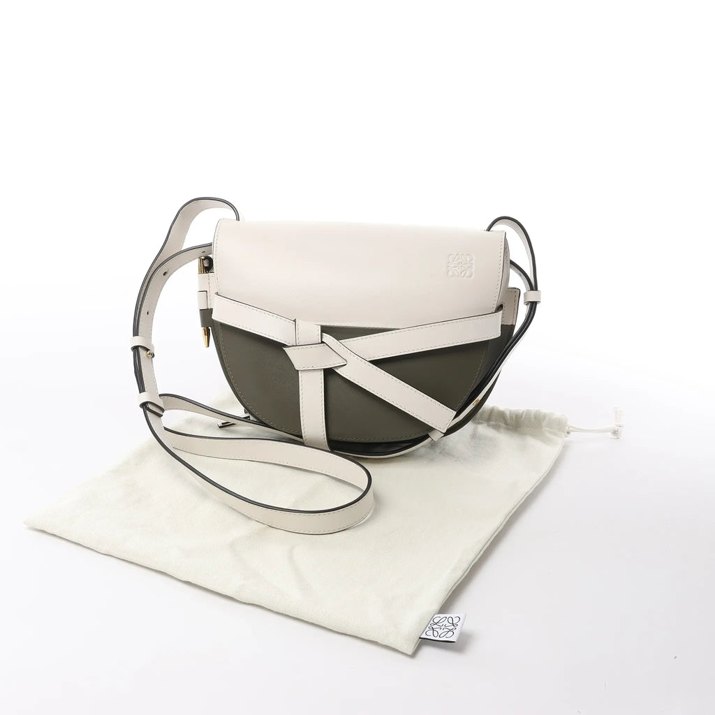 LOEWE Gate Small Crossbody Bag in White x Green