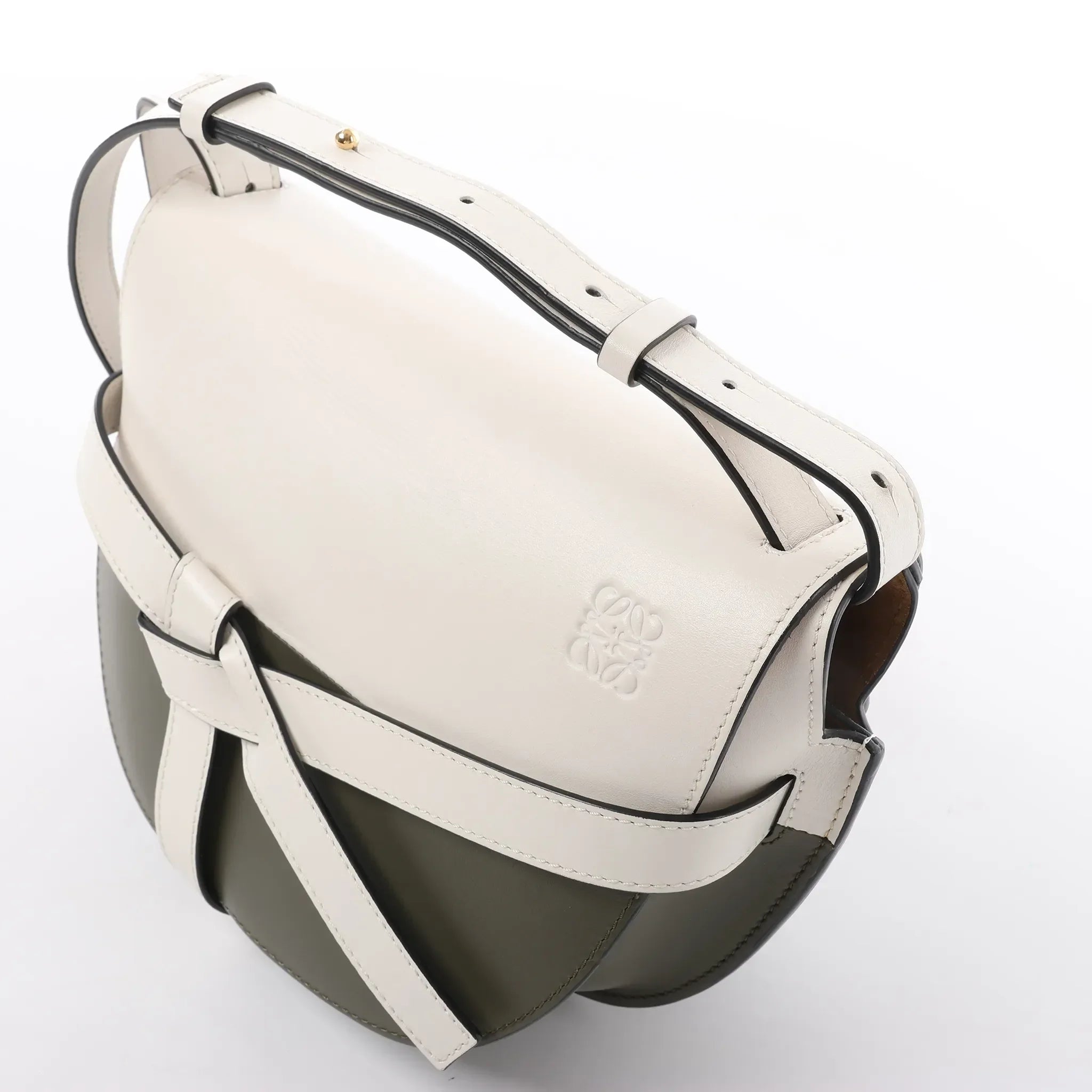 LOEWE Gate Small Crossbody Bag in White x Green