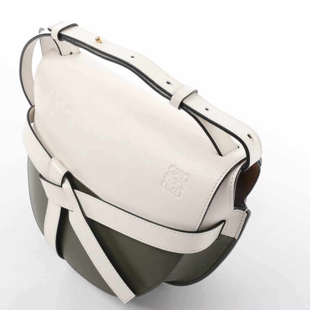 LOEWE Gate Small Crossbody Bag in White x Green