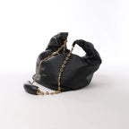 Loewe Squishy Bag Leather Chain Shoulder Bag in Black