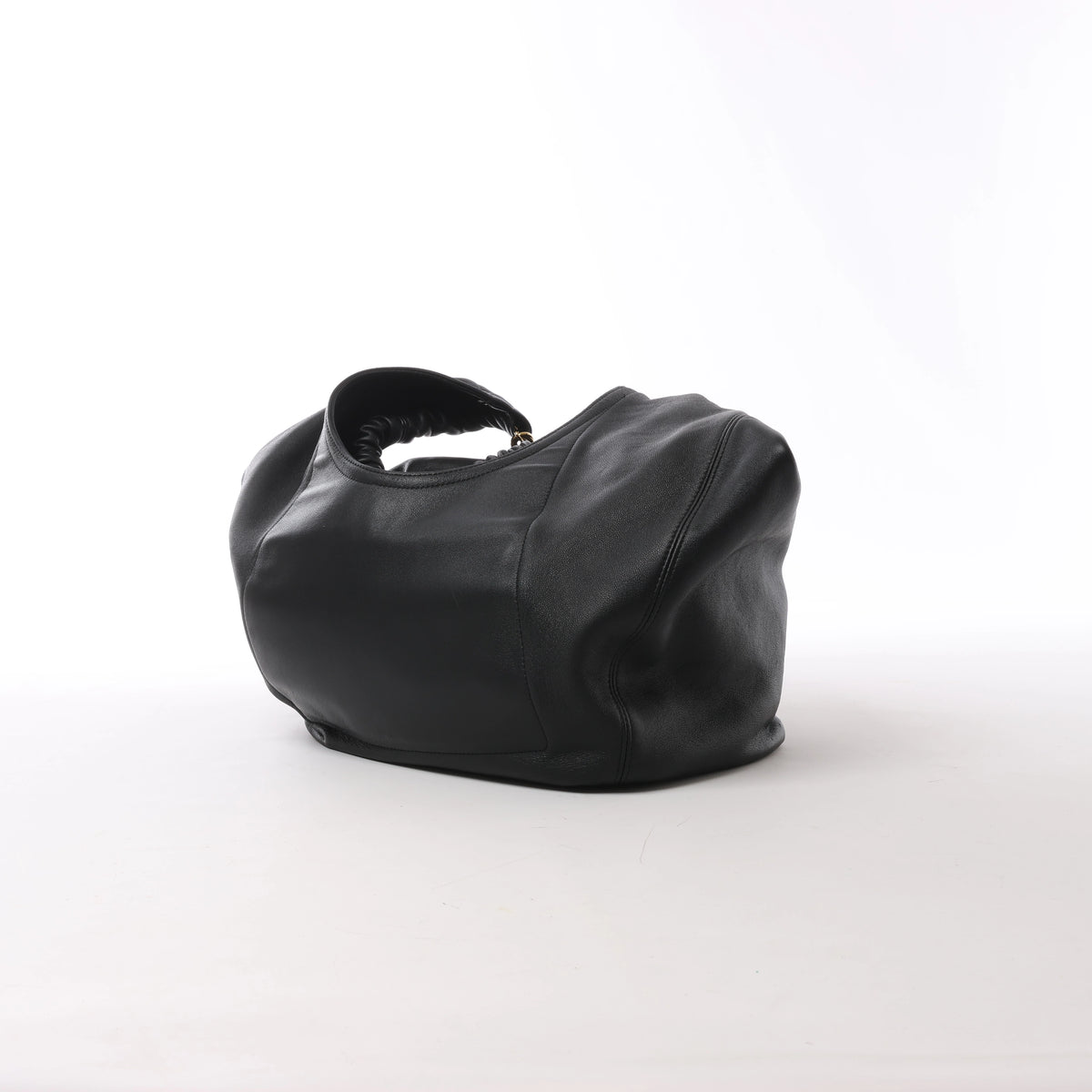 Loewe Squishy Bag Leather Chain Shoulder Bag in Black