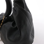 Loewe Squishy Bag Leather Chain Shoulder Bag in Black