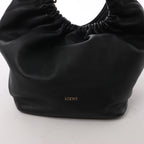 Loewe Squishy Bag Leather Chain Shoulder Bag in Black
