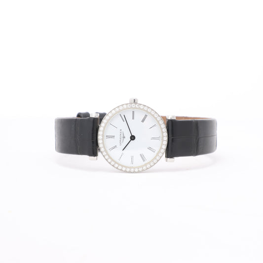 Longines Grand Classic L4.241.0 45958384 SS & Leather QZ White Dial Watch