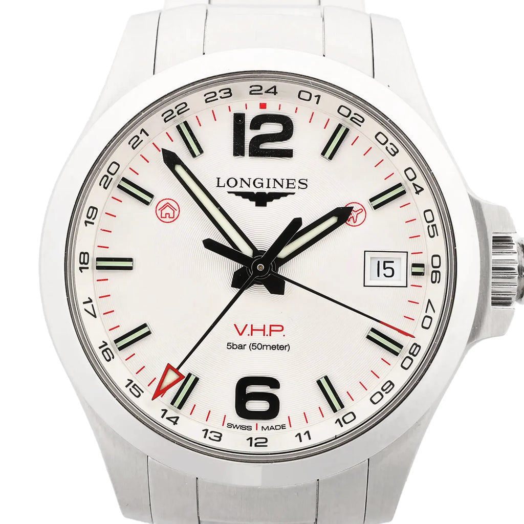 Longines Conquest V.H.P. L3.718.4 49915376 SS QZ Watch with White Dial