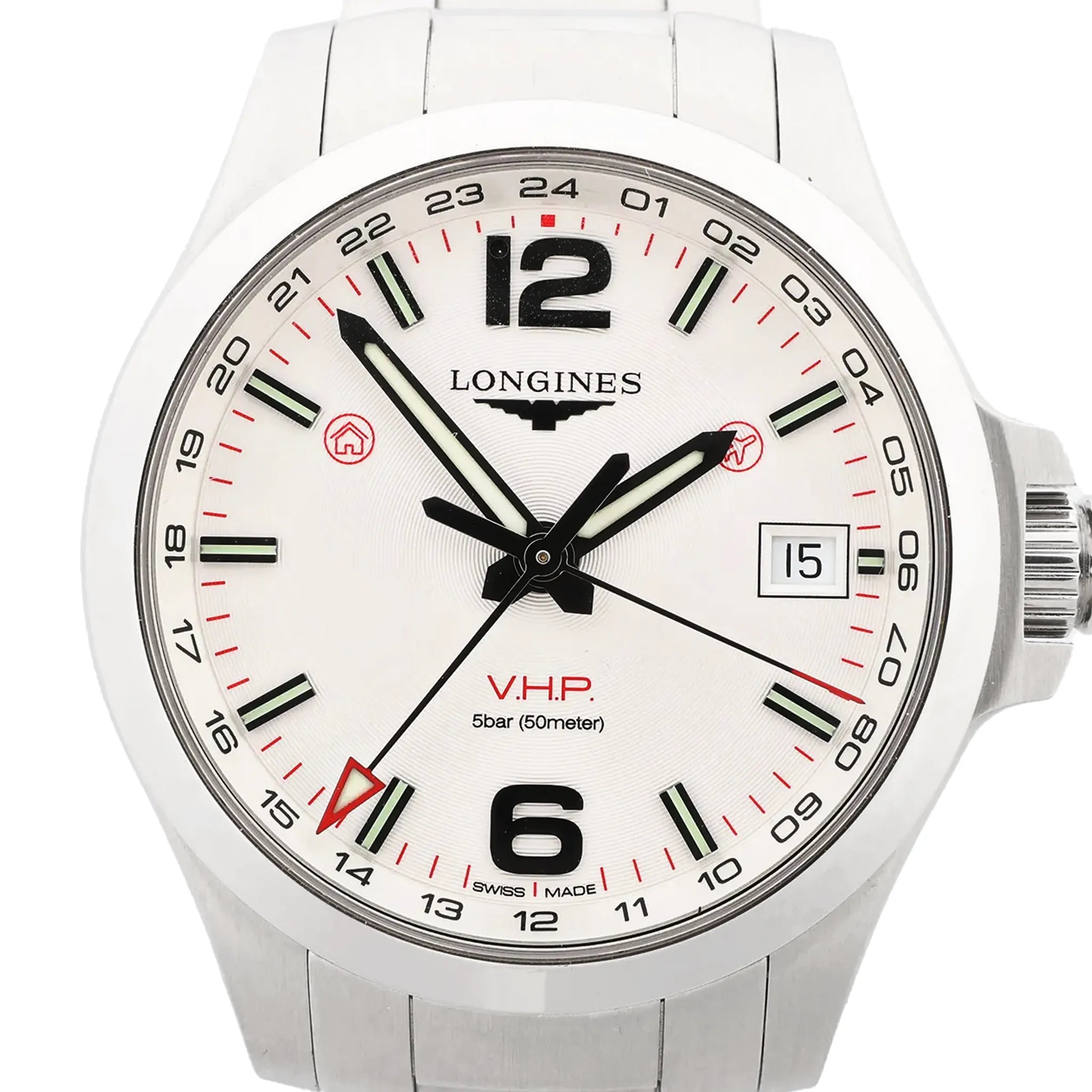 Longines Conquest V.H.P. L3.718.4 49915376 SS QZ Watch with White Dial