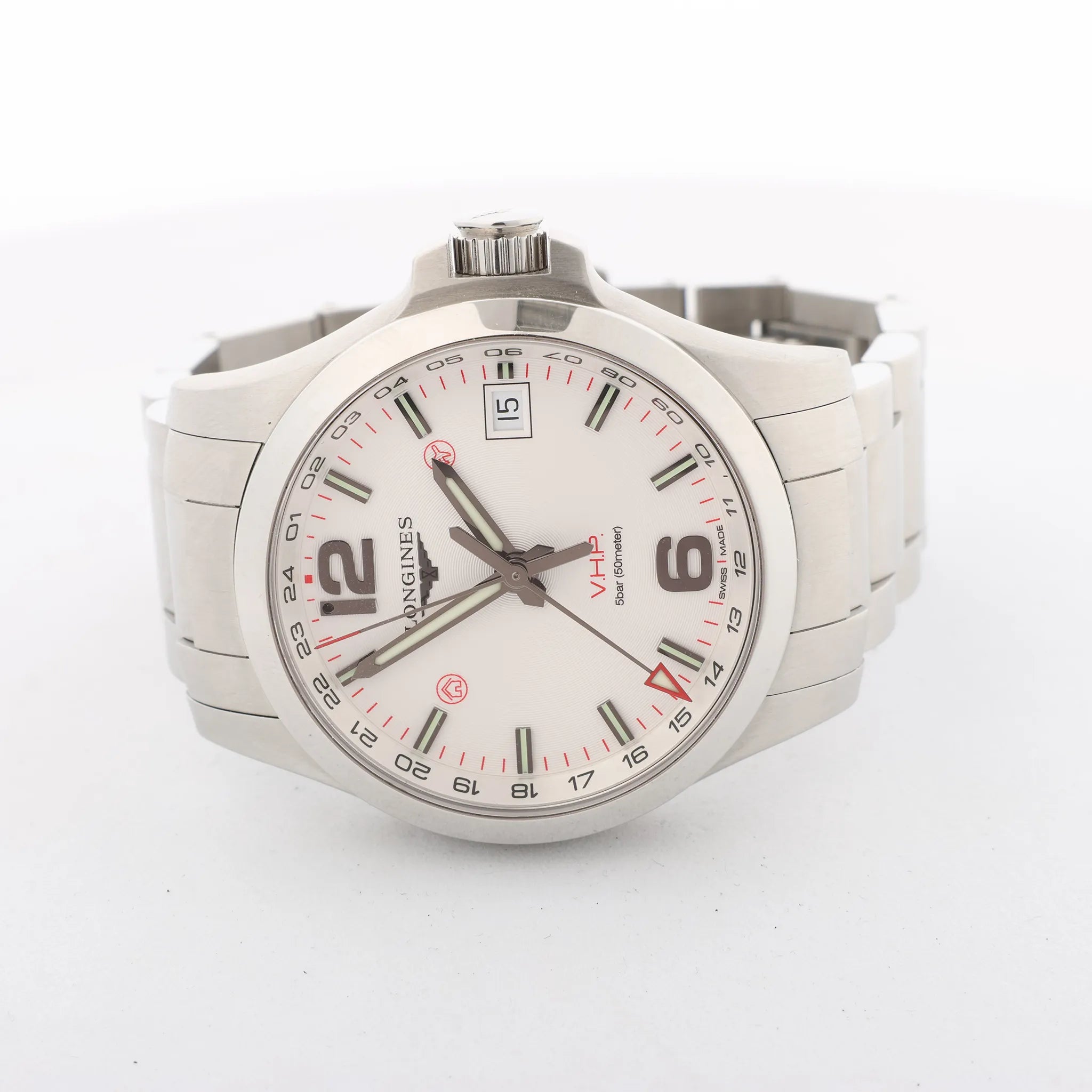 Longines Conquest V.H.P. L3.718.4 49915376 SS QZ Watch with White Dial