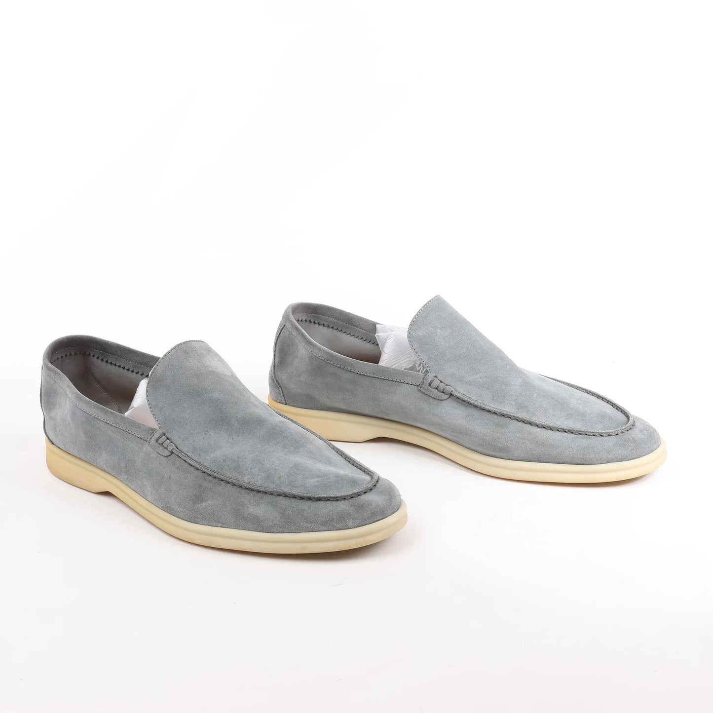 Mocassins décontractés en daim Loro Piana Gull, gris, pointure 48 EU K66461
