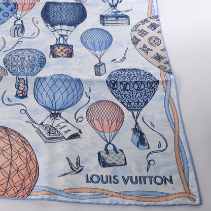 Louis Vuitton "up AND away" 100% Silk Scarf in Blue M78448