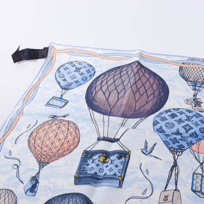 Louis Vuitton "up AND away" 100% Silk Scarf in Blue M78448