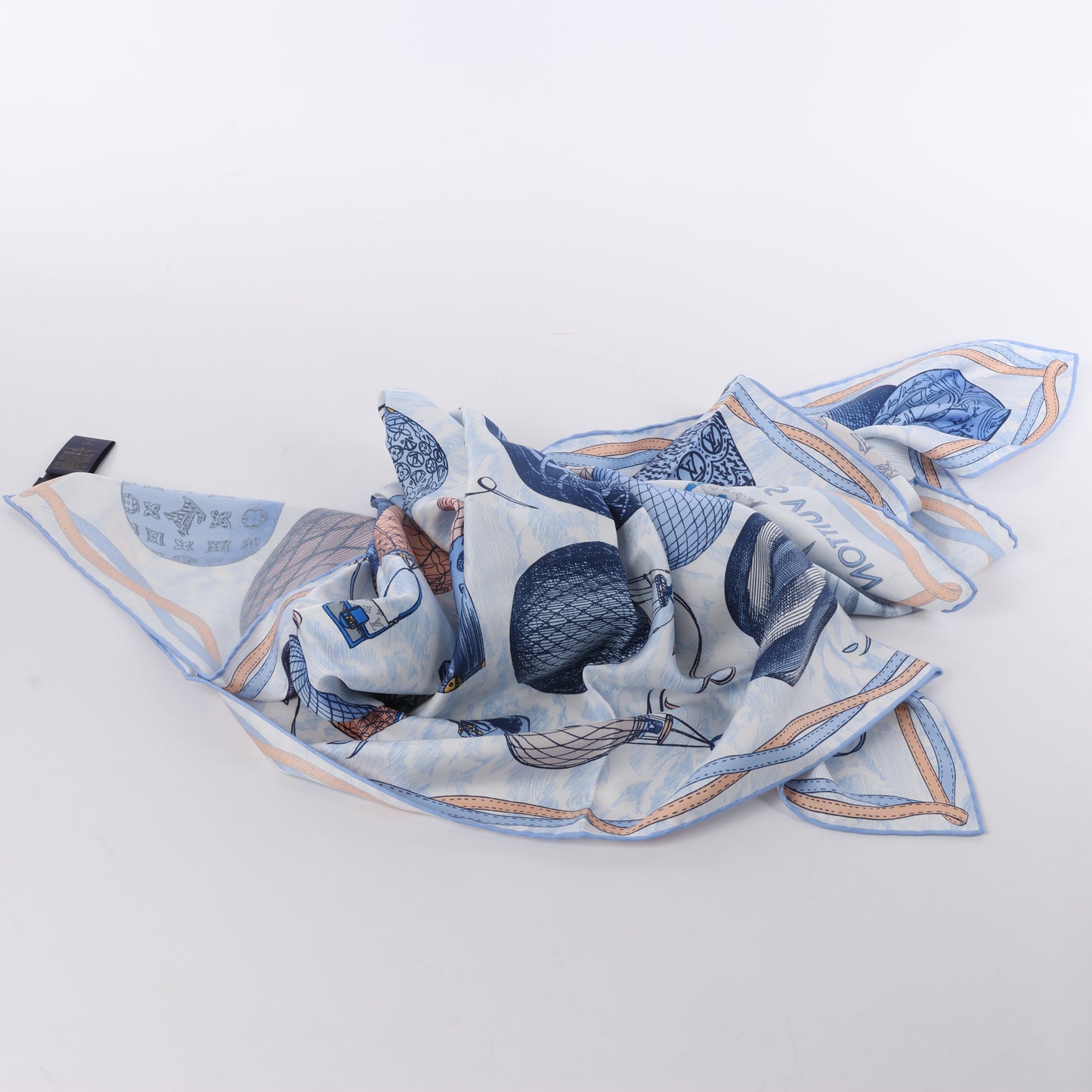 Foulard Louis Vuitton « up AND away » 100 % soie bleu M78448