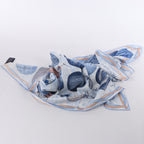 Louis Vuitton "up AND away" 100% Silk Scarf in Blue M78448