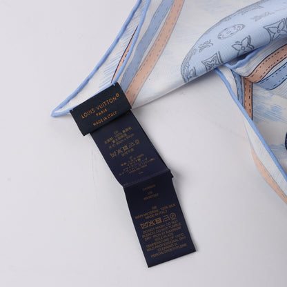 Foulard Louis Vuitton « up AND away » 100 % soie bleu M78448