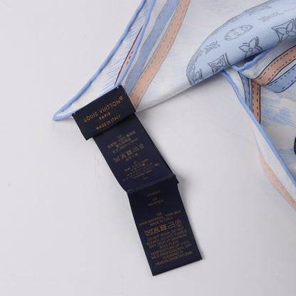 Louis Vuitton "up AND away" 100% Silk Scarf in Blue M78448
