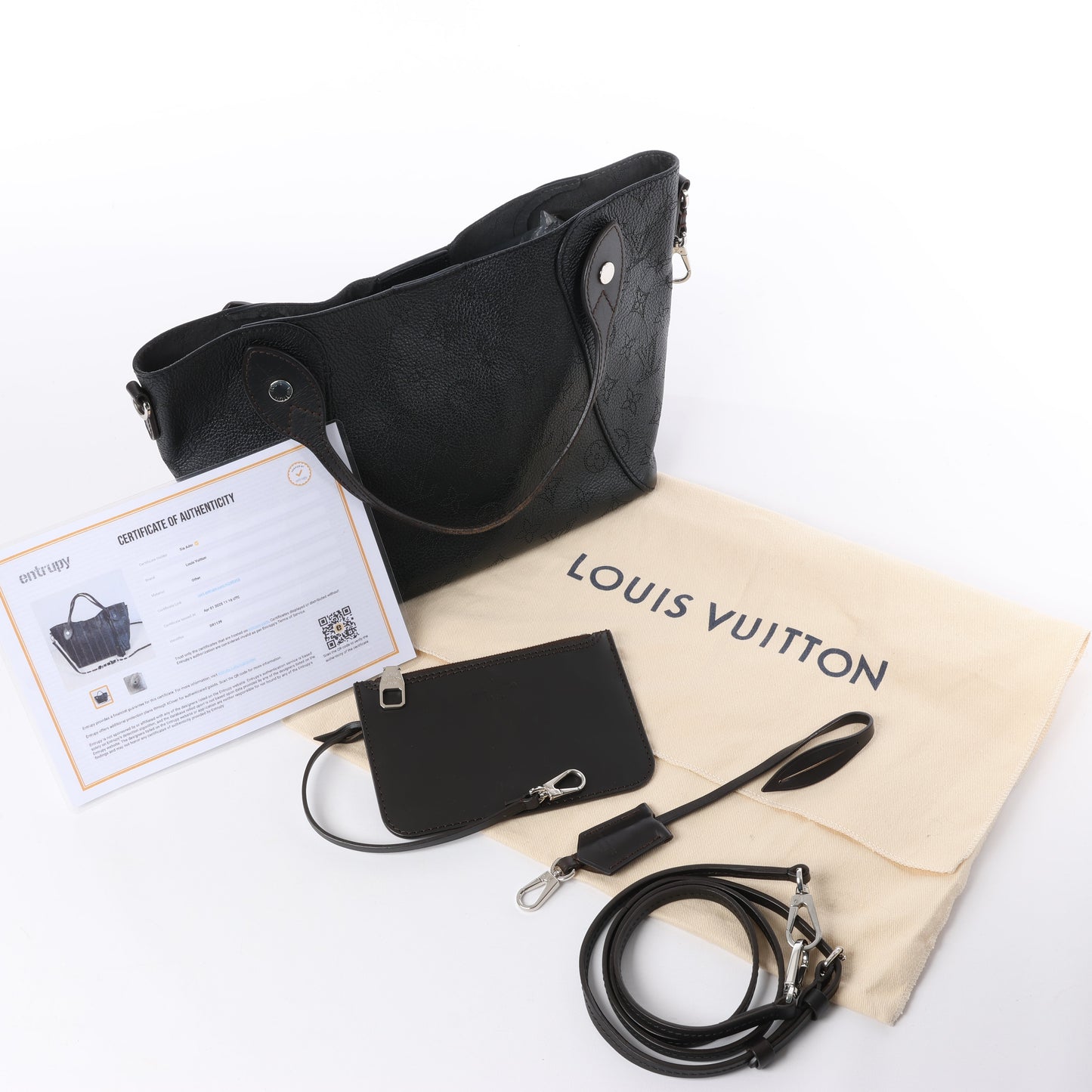 Louis Vuitton Hina Monogram Mahina Leather Shoulder Bag in Black M54350
