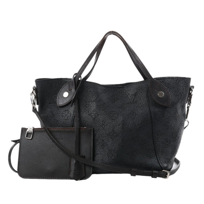 Louis Vuitton Hina Monogram Mahina Leather Shoulder Bag in Black M54350