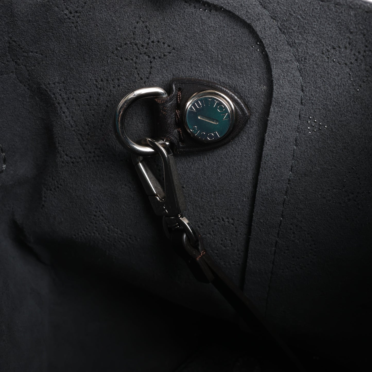 Louis Vuitton Hina Monogram Mahina Leather Shoulder Bag in Black M54350