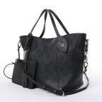 Louis Vuitton Hina Monogram Mahina Leather Shoulder Bag in Black M54350