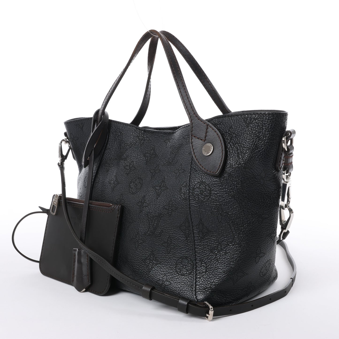 Louis Vuitton Hina Monogram Mahina Leather Shoulder Bag in Black M54350