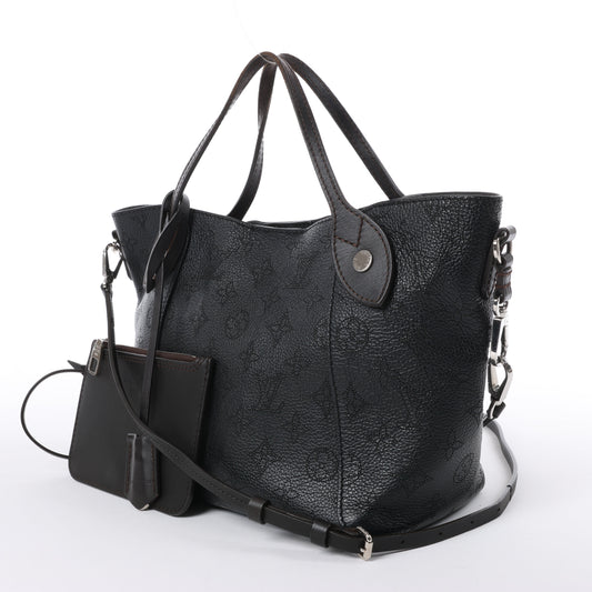 Louis Vuitton Hina Monogram Mahina Leather Shoulder Bag in Black M54350