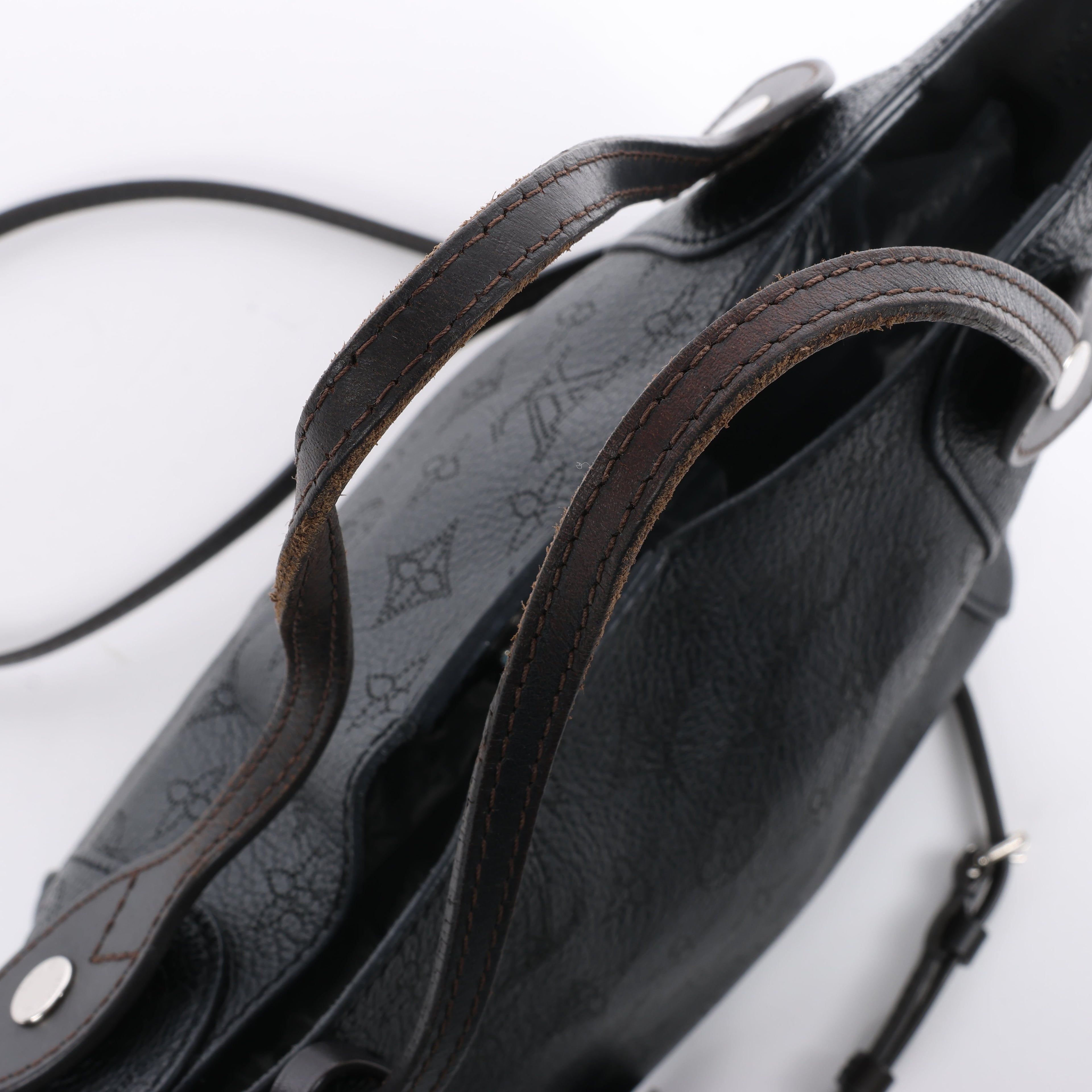 Louis Vuitton Hina Monogram Mahina Leather Shoulder Bag in Black M54350