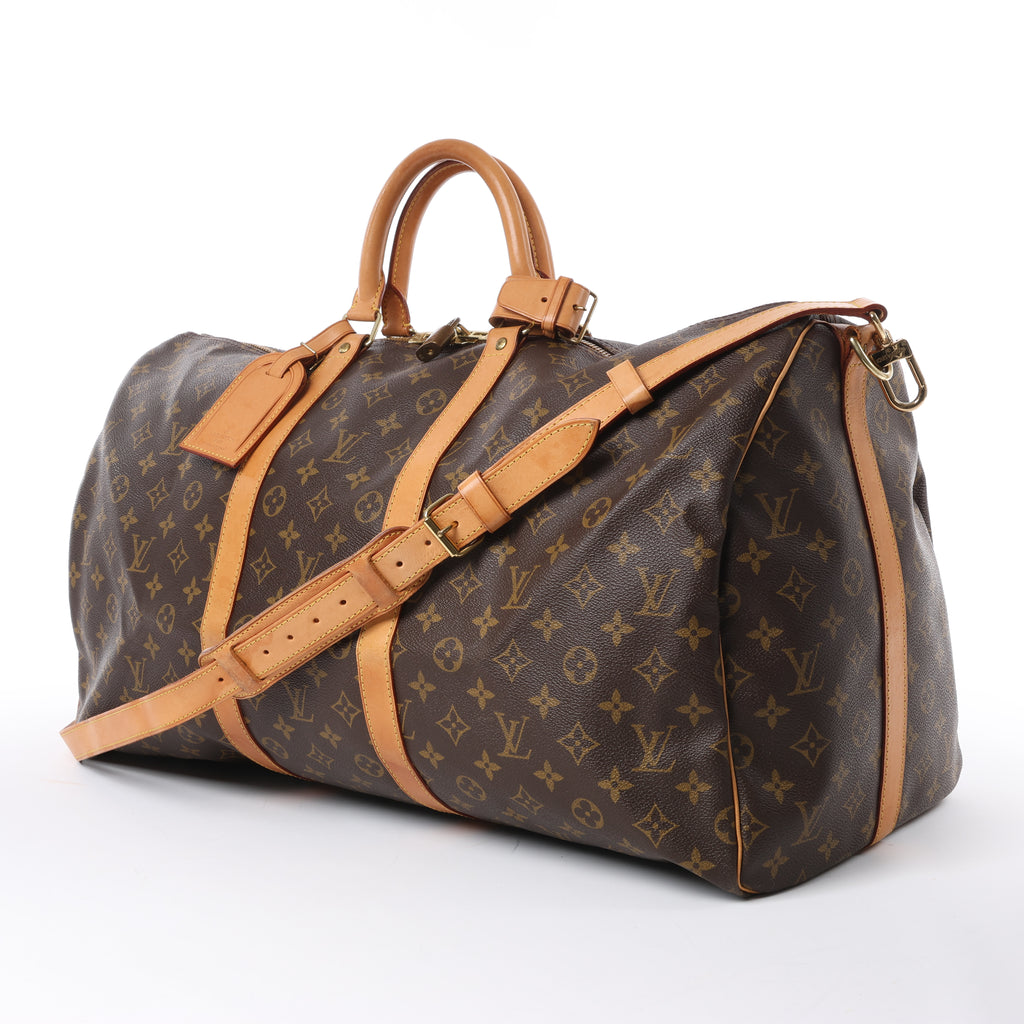 Louis Vuitton Keepall Bandoulière 55 Monogram Canvas Travel Bag in Brown M41414