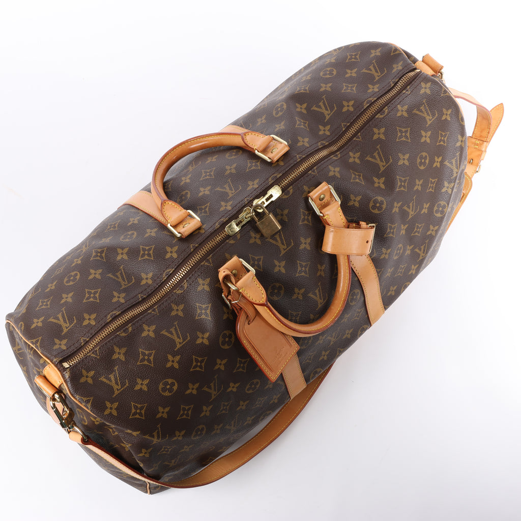 Louis Vuitton Keepall Bandoulière 55 Monogram Canvas Travel Bag in Brown M41414