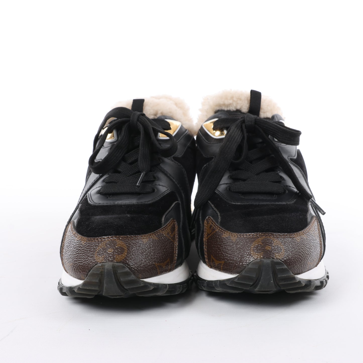 Baskets Louis Vuitton Runaway 22 ans en cuir et daim noir et marron, taille 38 EU.