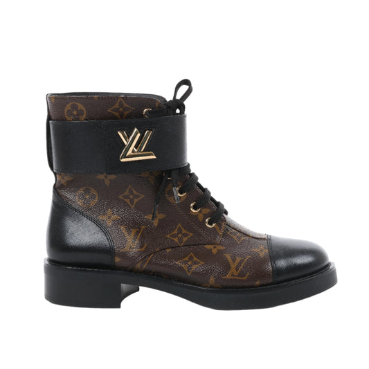 Louis Vuitton Wonderland Line 21 years Canvas & Leather Ankle Boots in Black × Brown NL0271, Size 40 EU