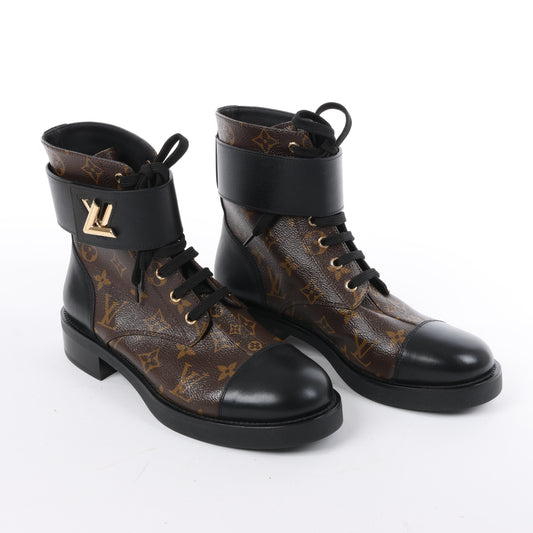 Louis Vuitton Wonderland Line 21 years Canvas & Leather Ankle Boots in Black × Brown NL0271, Size 40 EU