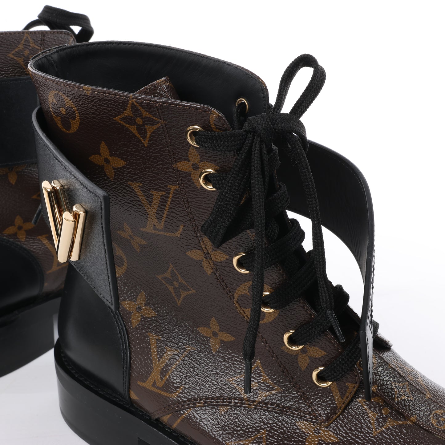 Louis Vuitton Wonderland Line 21 years Canvas & Leather Ankle Boots in Black × Brown NL0271, Size 40 EU