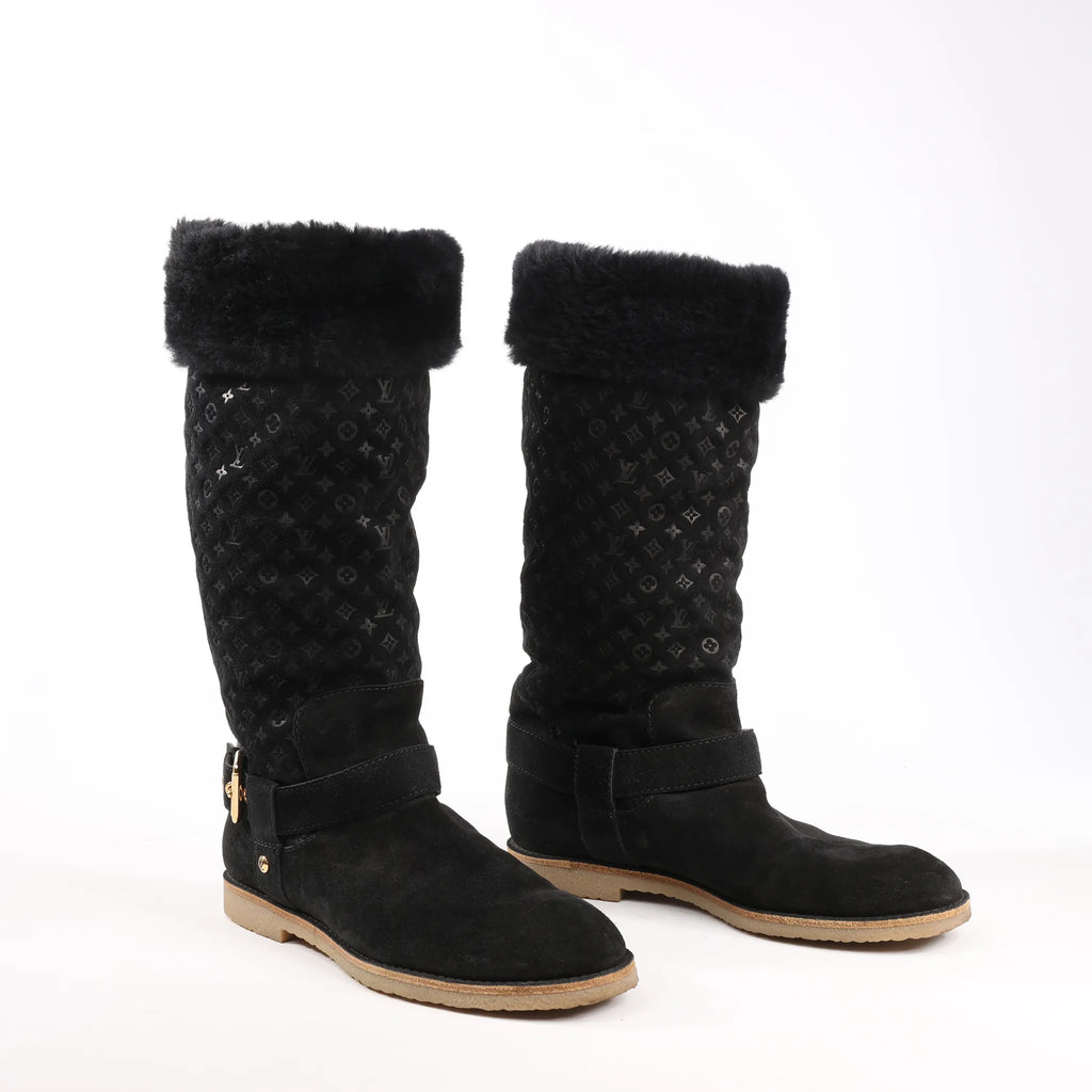Louis Vuitton 12 years Suede Boots in Black, Size 40.5 EU