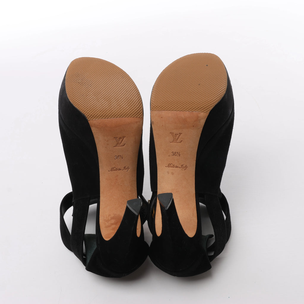 Louis Vuitton 13 years Suede Heels in Black TC0173, Size EU 36.5