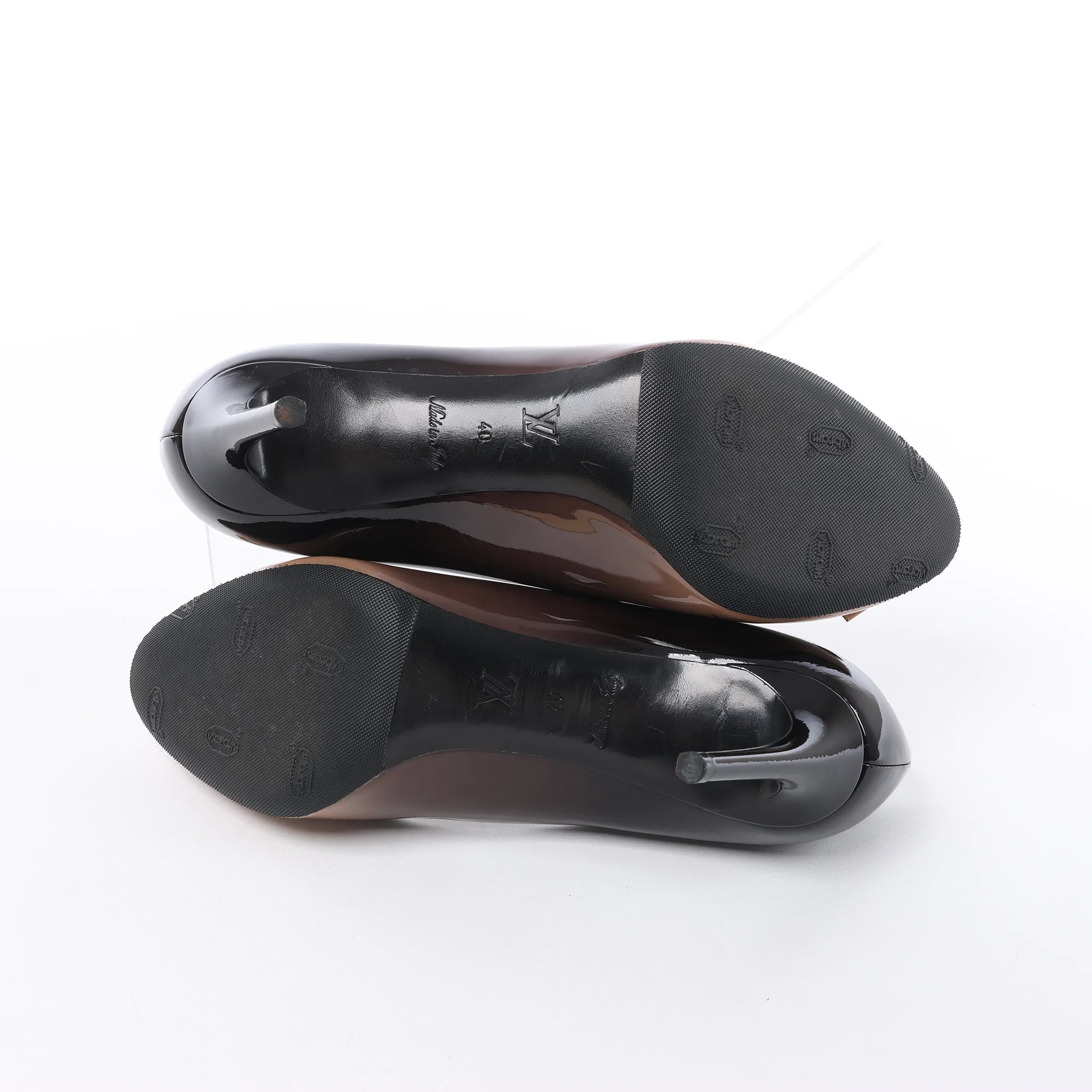 Louis Vuitton 16 years Patent Leather Heels in Black x Beige NL0186, Size EU 40