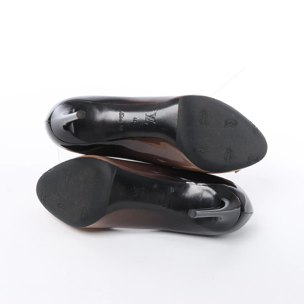 Louis Vuitton 16 years Patent Leather Heels in Black x Beige NL0186, Size EU 40