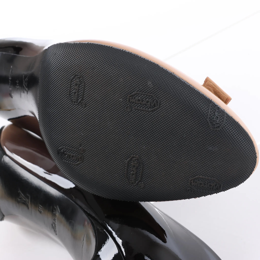 Louis Vuitton 16 years Patent Leather Heels in Black x Beige NL0186, Size EU 40