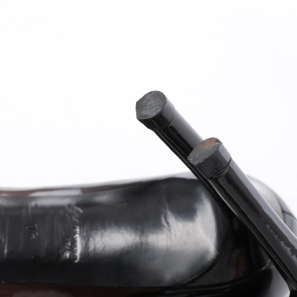 Louis Vuitton 16 years Patent Leather Heels in Black x Beige NL0186, Size EU 40