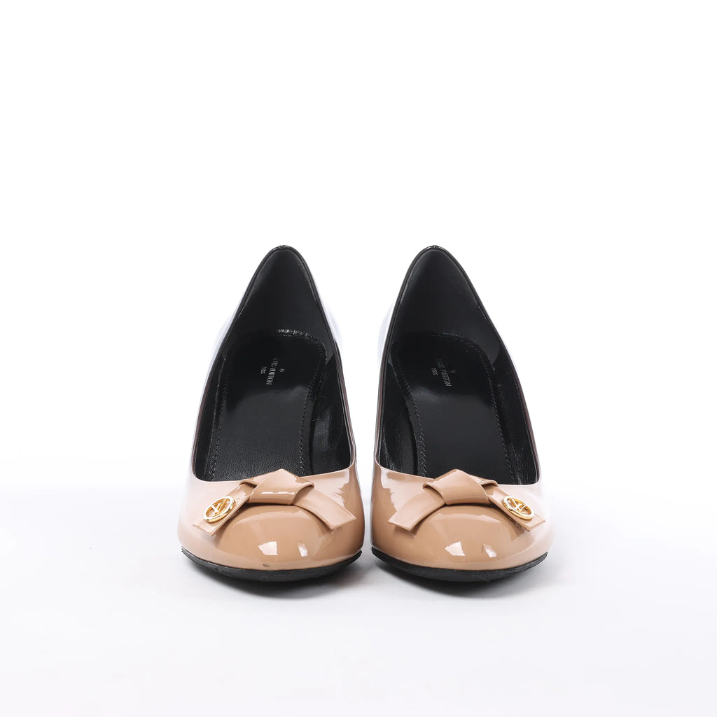 Louis Vuitton 16 years Patent Leather Heels in Black x Beige NL0186, Size EU 40