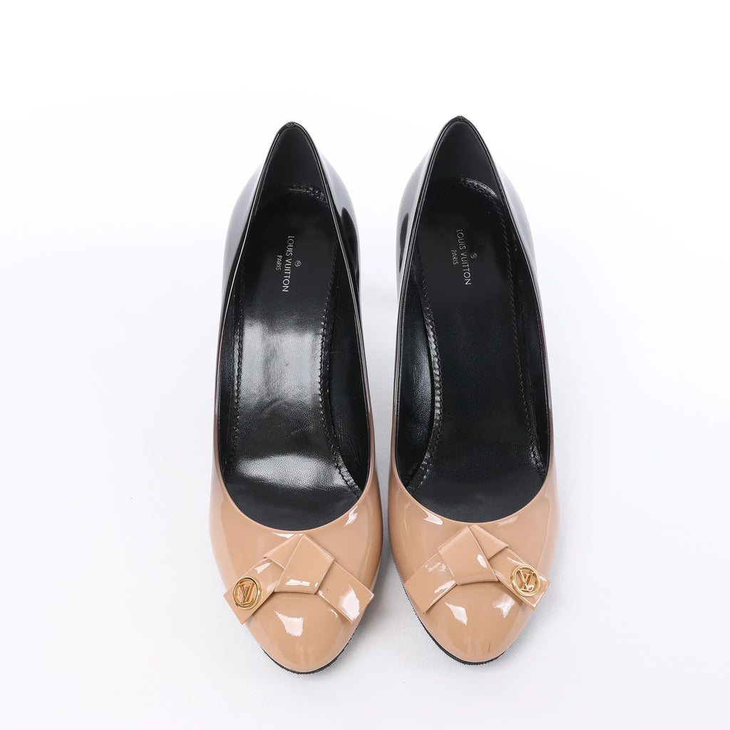 Louis Vuitton 16 years Patent Leather Heels in Black x Beige NL0186, Size EU 40