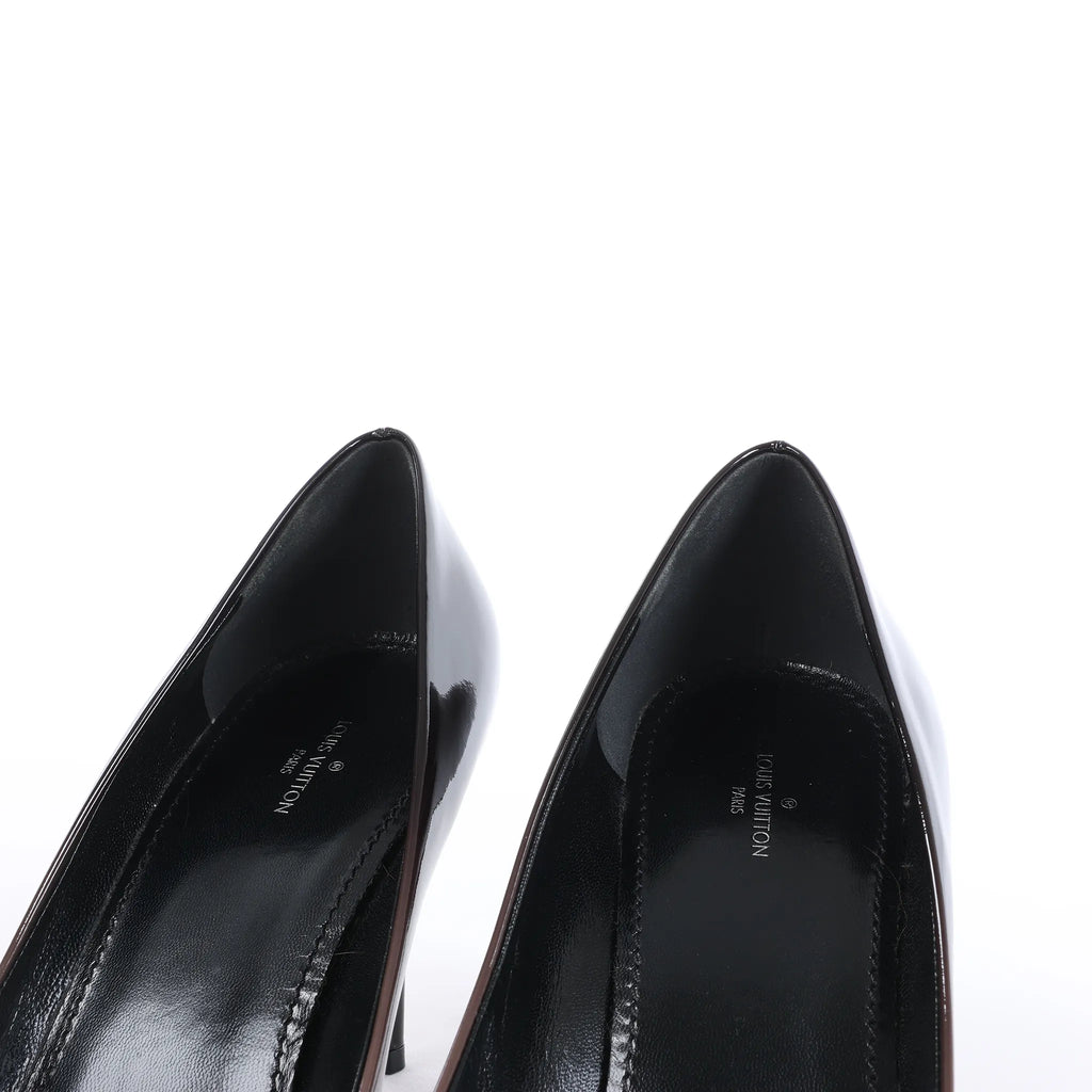 Louis Vuitton 16 years Patent Leather Heels in Black x Beige NL0186, Size EU 40