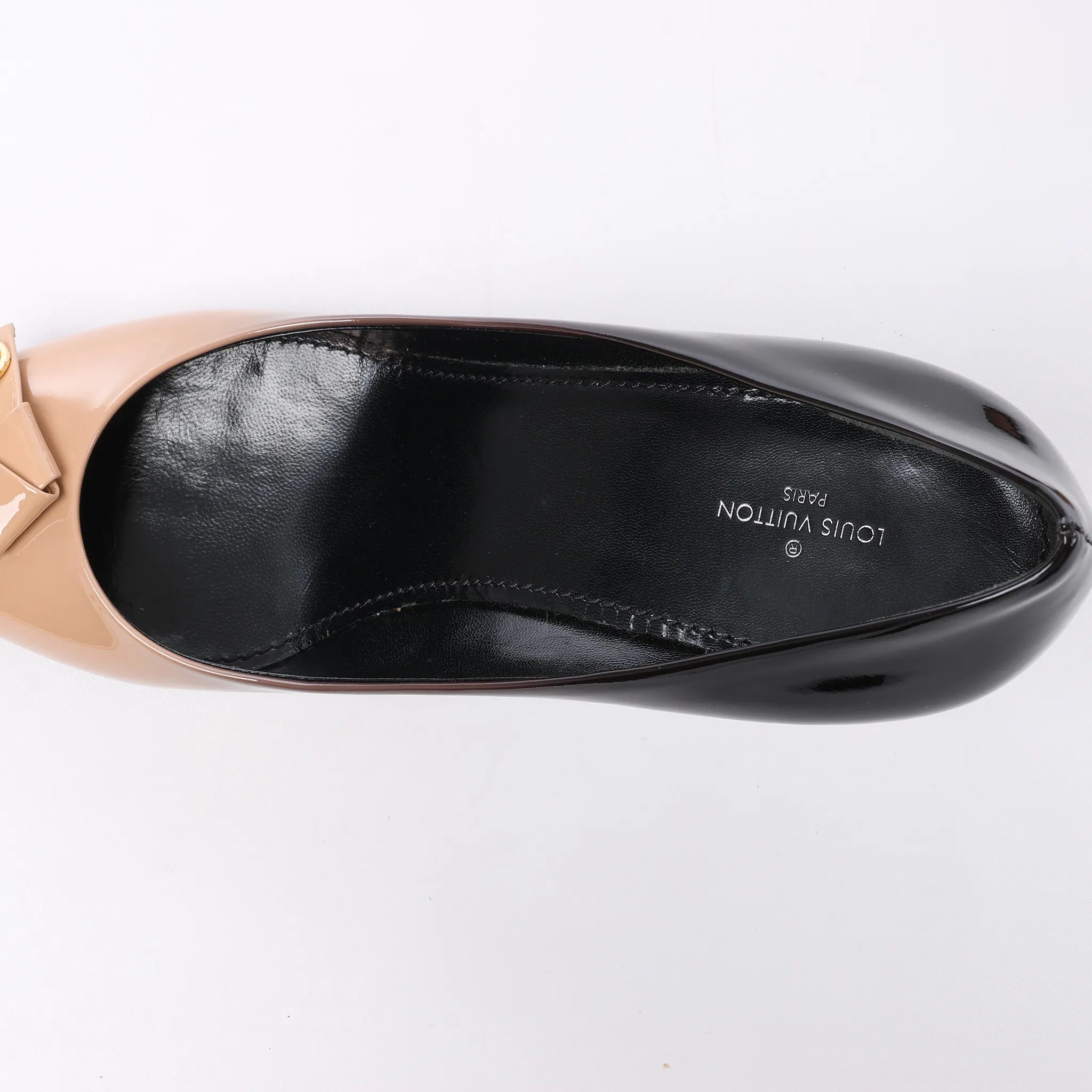 Louis Vuitton 16 years Patent Leather Heels in Black x Beige NL0186, Size EU 40