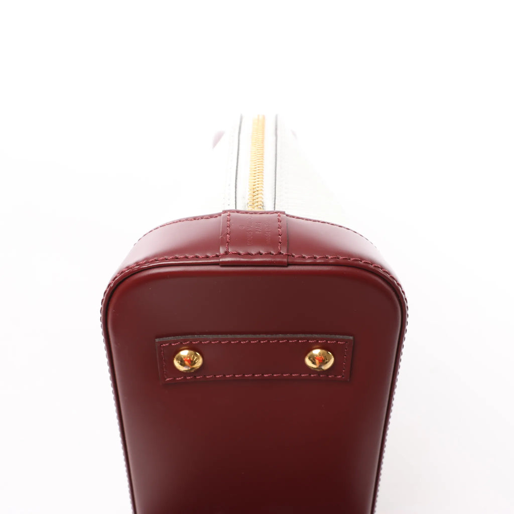 Louis Vuitton Alma BB Epi Leather 2Way Handbag in White x Burgundy M53589