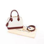 Louis Vuitton Alma BB Epi Leather 2Way Handbag in White x Burgundy M53589