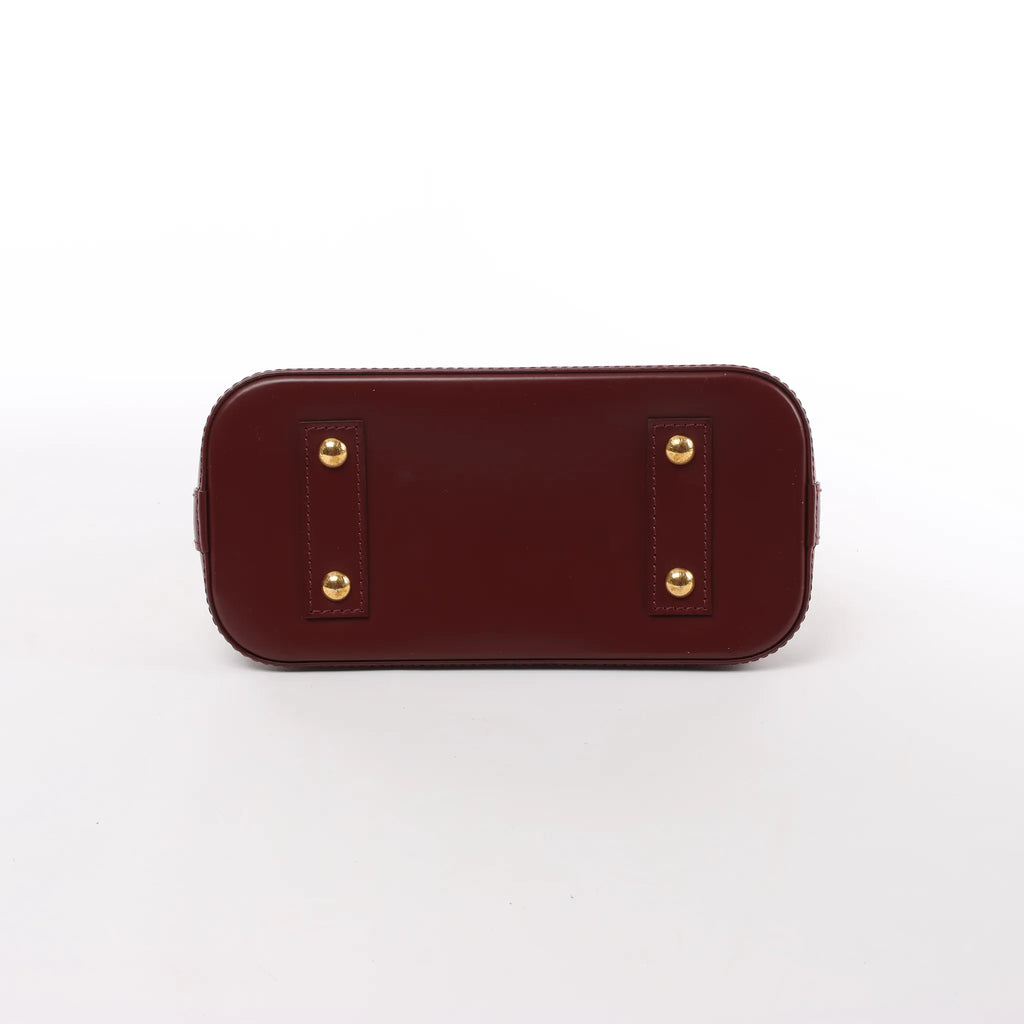 Louis Vuitton Alma BB Epi Leather 2Way Handbag in White x Burgundy M53589