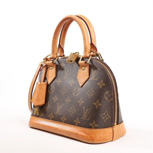 Louis Vuitton Alma BB Monogram Canvas 2Way Handbag in Brown M53152