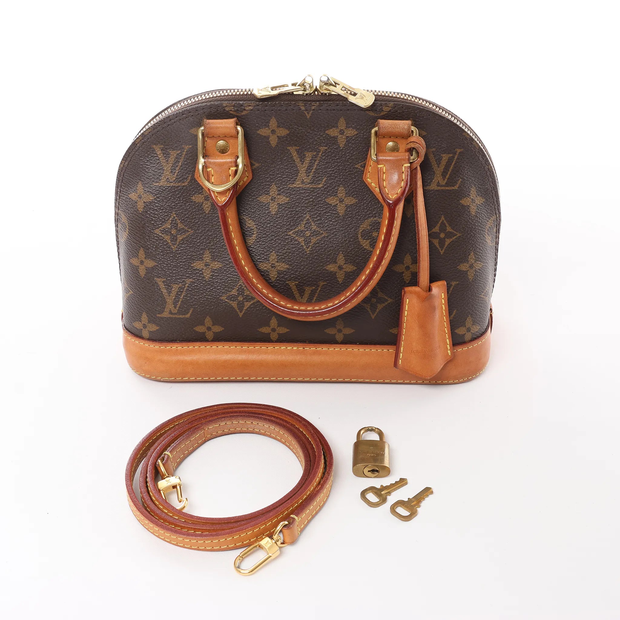 Louis Vuitton Alma BB Monogram Canvas 2Way Handbag in Brown M53152