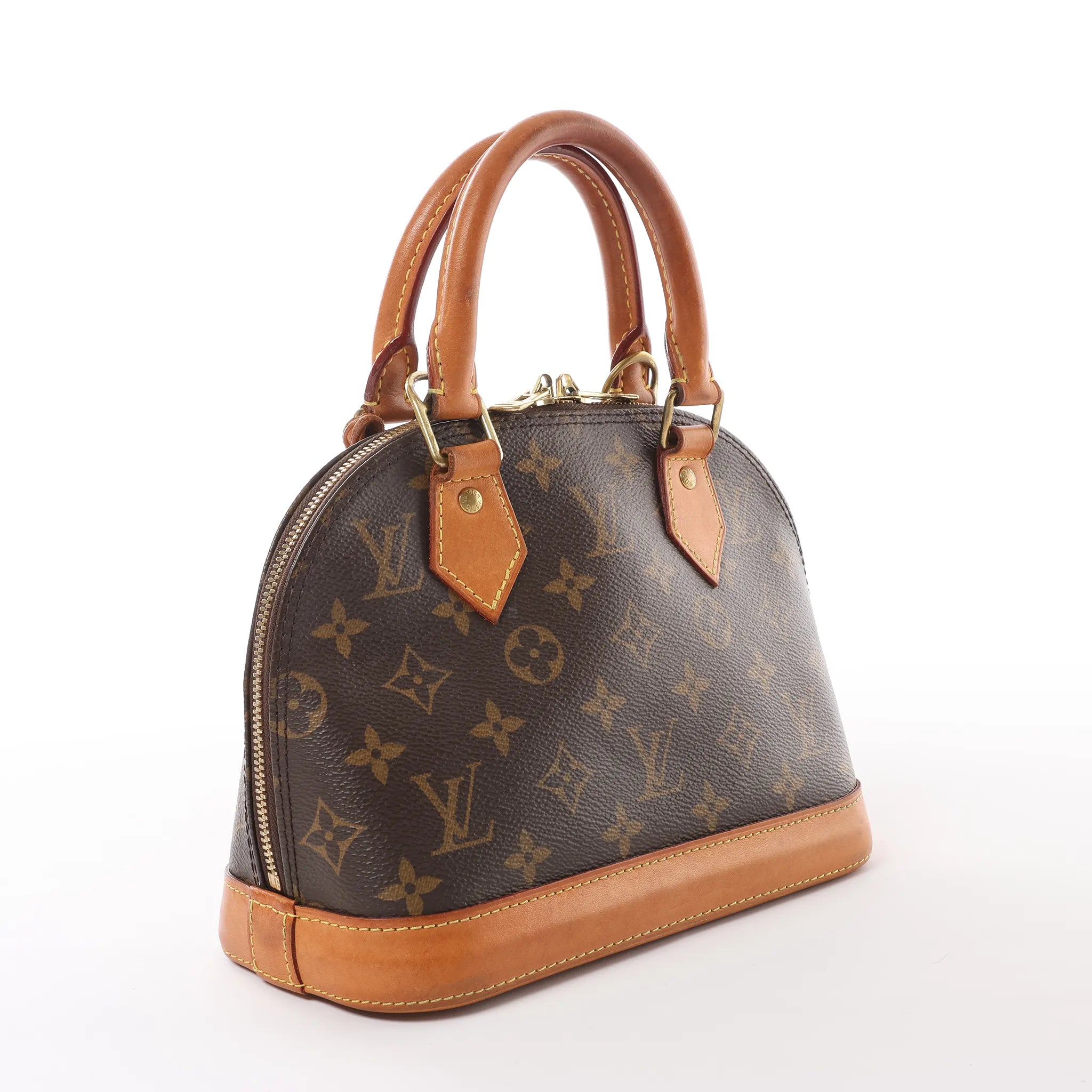 Louis Vuitton Alma BB Monogram Canvas 2Way Handbag in Brown M53152